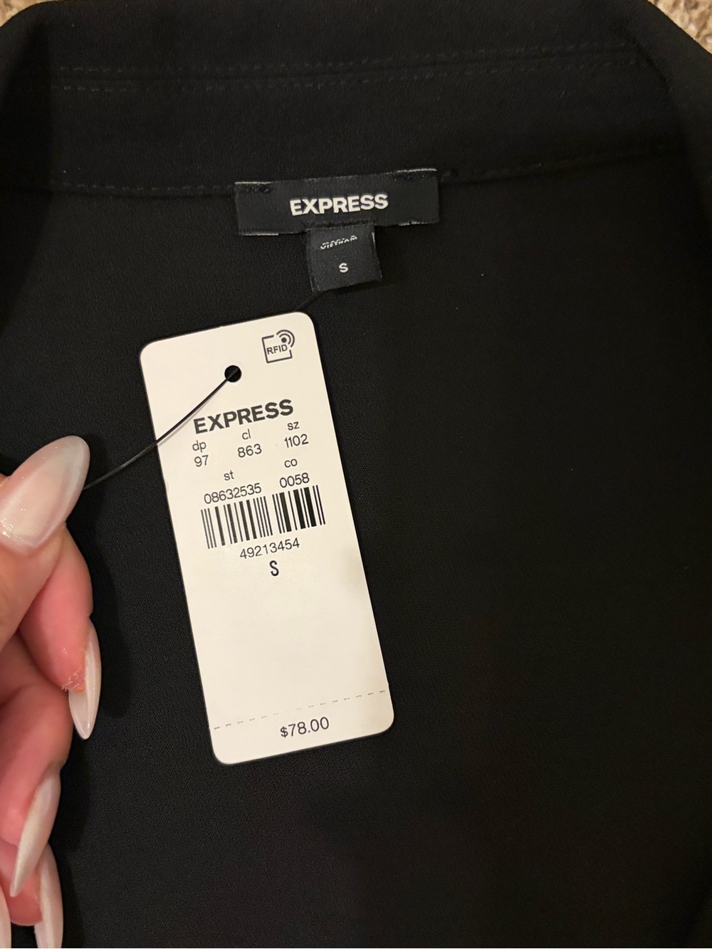 EXPRESS black cinched button up vest in size S - Picture 2 of 3